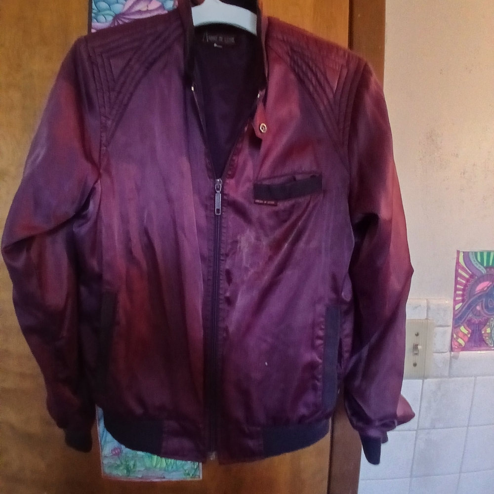 Vintage Purple Satin Andre De Leure Bomber Jacket